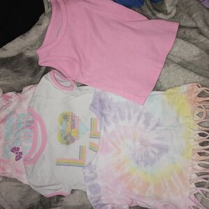 Pink and White Tank Tops with Colorful Designs